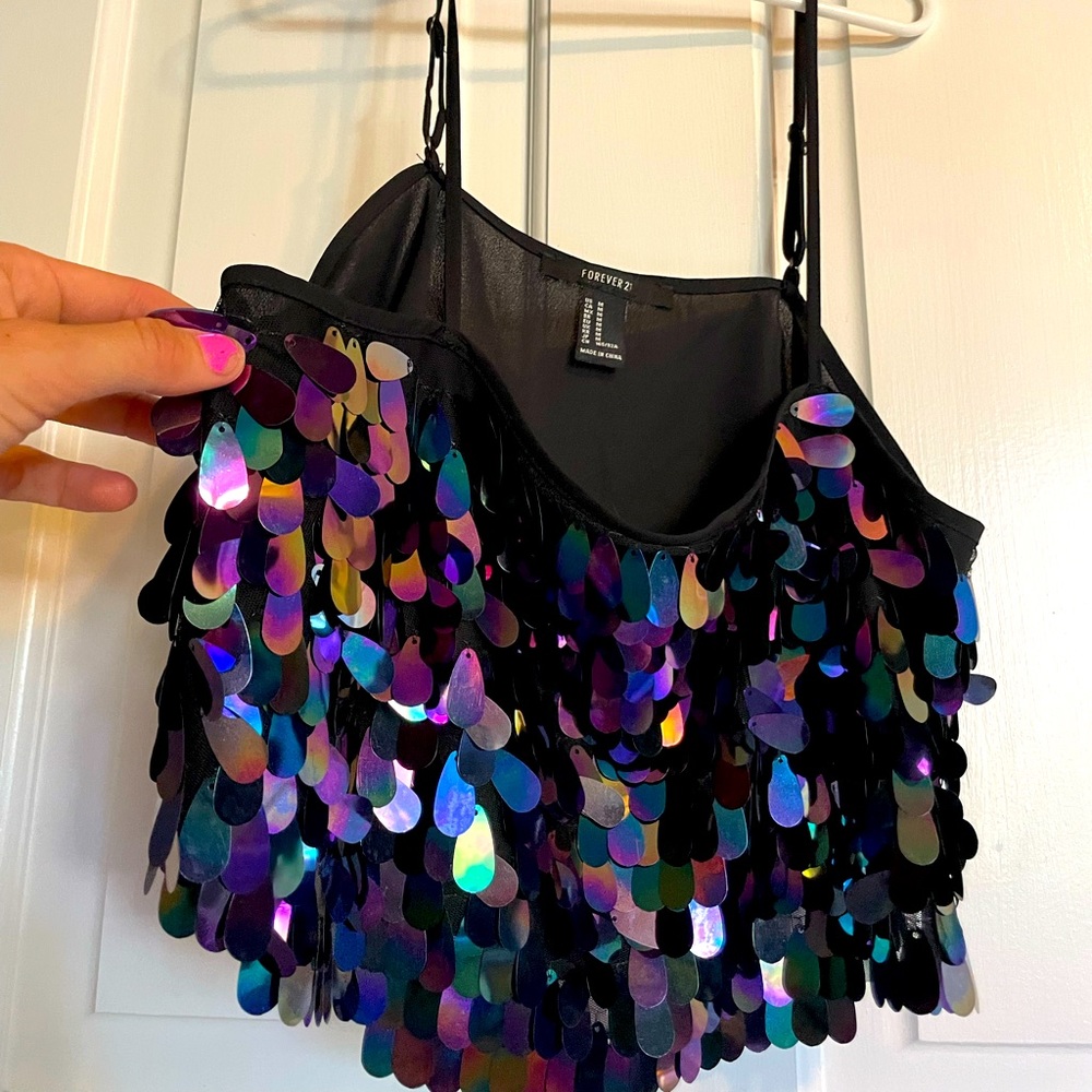 COPY - 🖤 Black Iridescent Sequin Crop Top 🖤